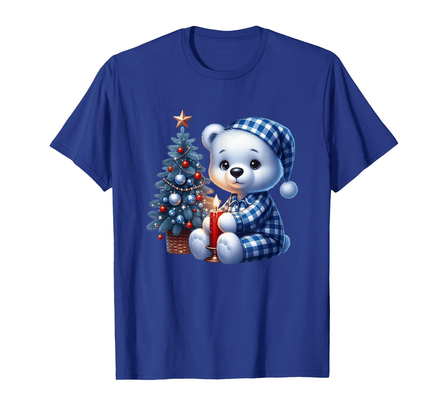 Teddy Bear Christmas Candle Cozy Winter Night T-Shirt