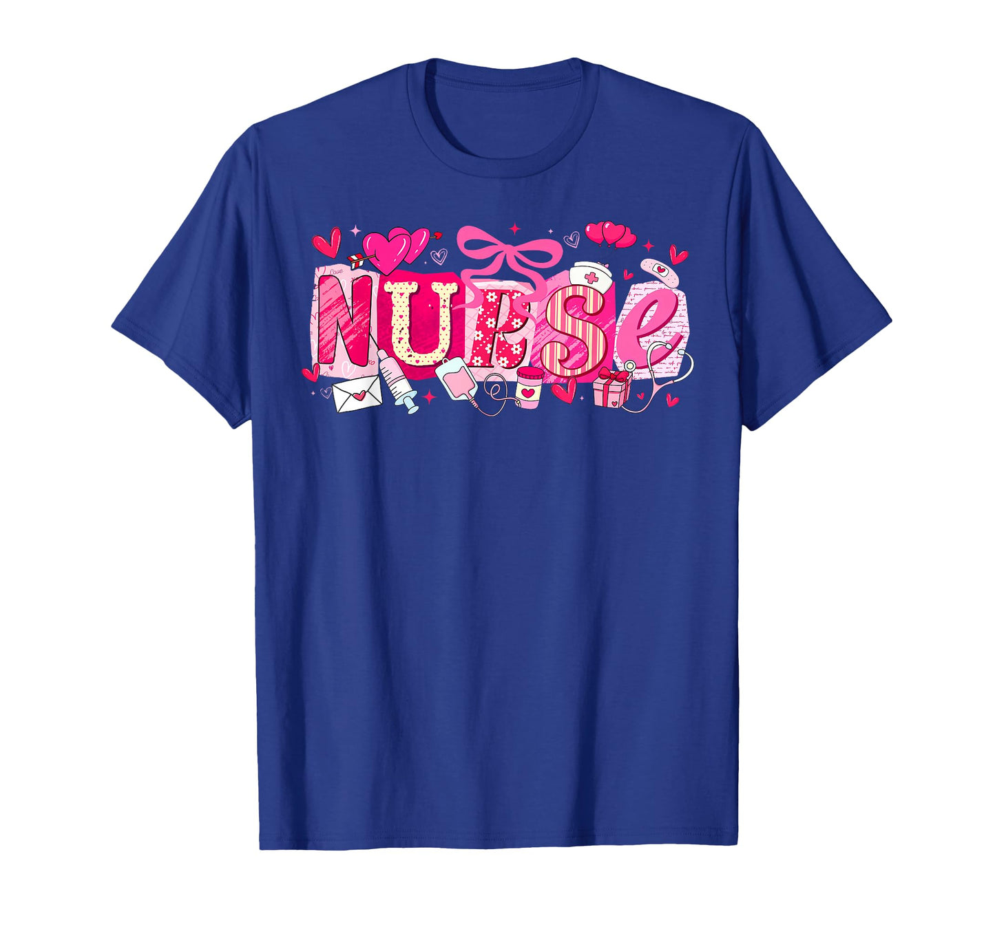 Happy Valentine Nurse Coquette Bow Heart Girl Women T-Shirt