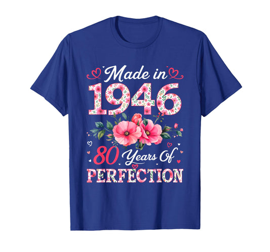 80 Years Old Made in 1946 80th Birthday Floral Women T-Shirt