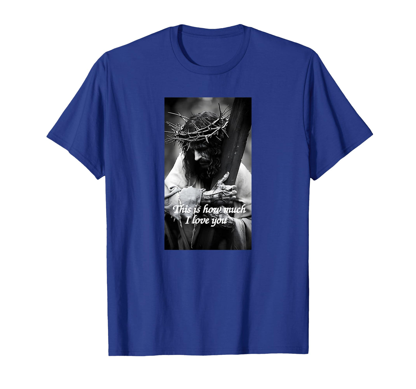 Crucified Love Monochrome Jesus Crown of Thorn Bible T-Shirt