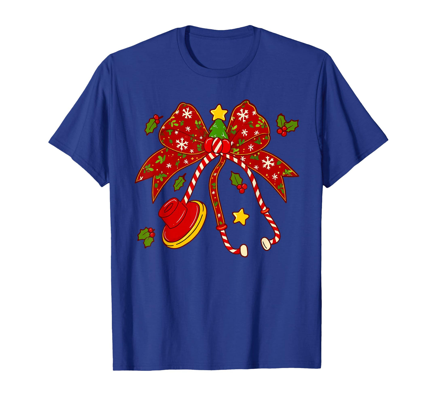 Nurse Christmas Stethoscope Nurses Xmas Pajamas Santa Women T-Shirt