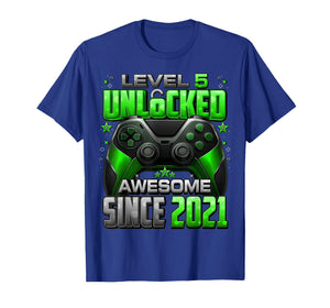 Level 5 Unlocked Awesome Since 2021 5th Birthday Gaming T-Shirt