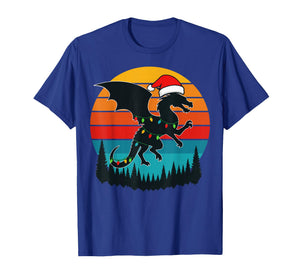 Funny Christmas Dragon with Santa Hat and Lights Fantasy T-Shirt