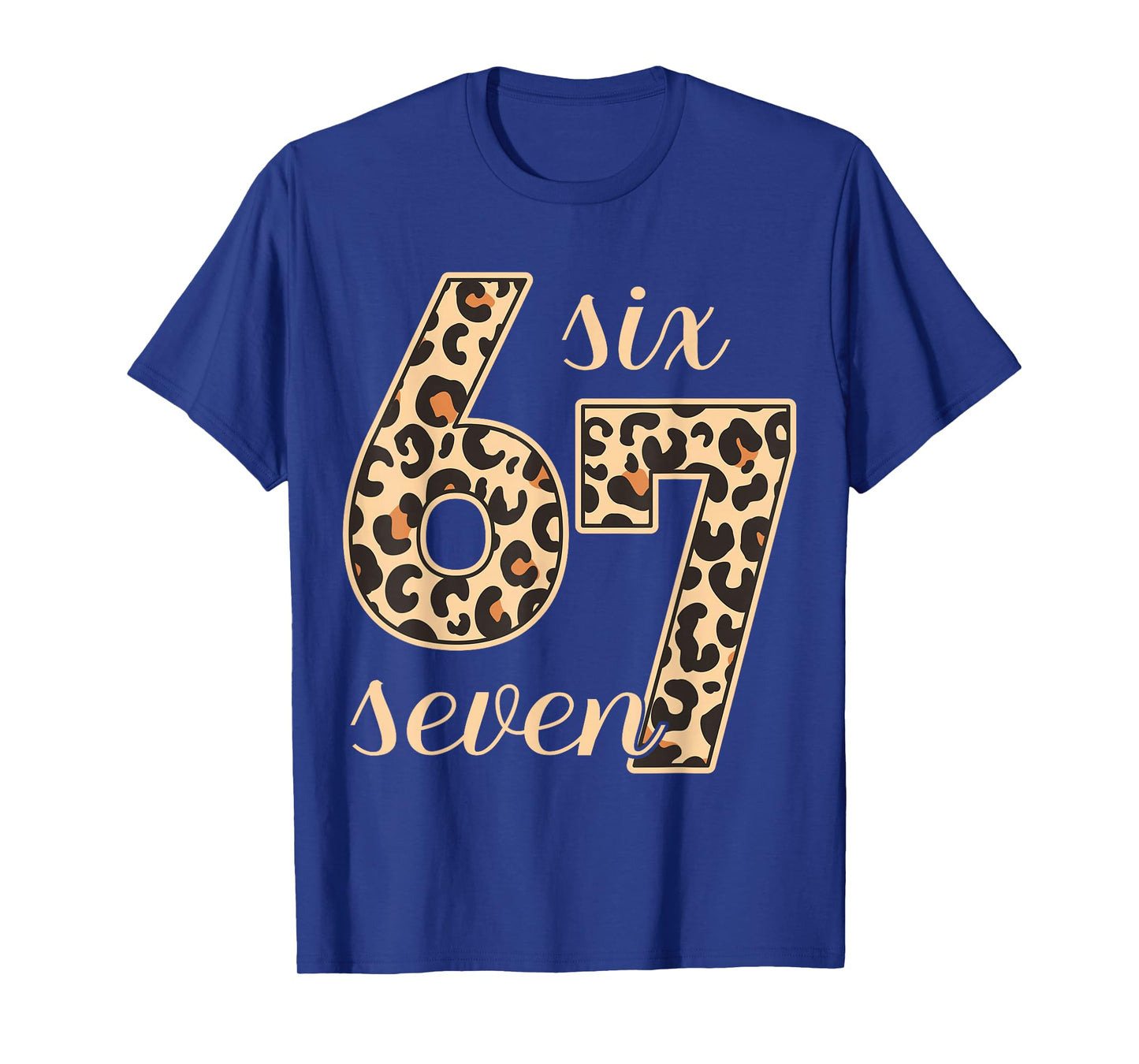 Six Seven Meme 6-7 Number Leopard Print Gen Z Gen Alpha T-Shirt