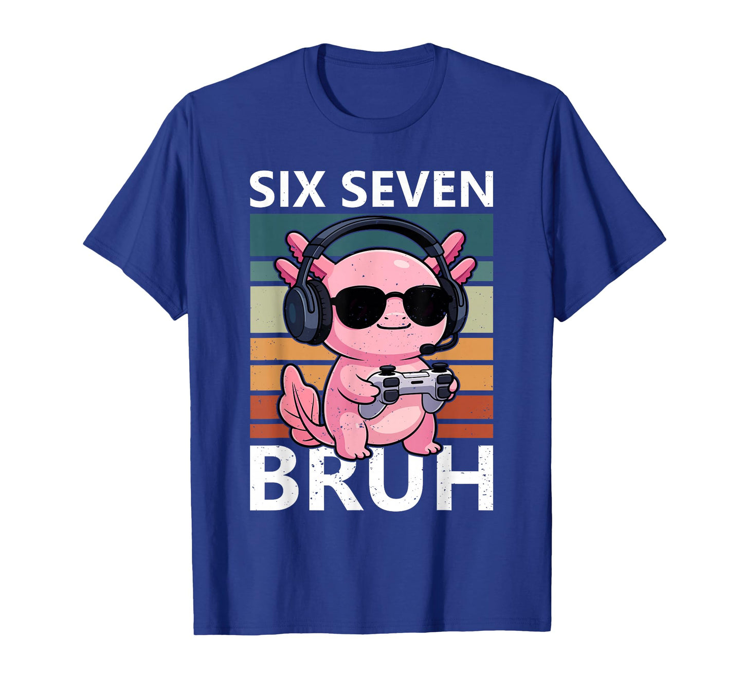 Six Seven Bruh 67 Meme Funny Axolotl Retro Gaming Kids Boys T-Shirt