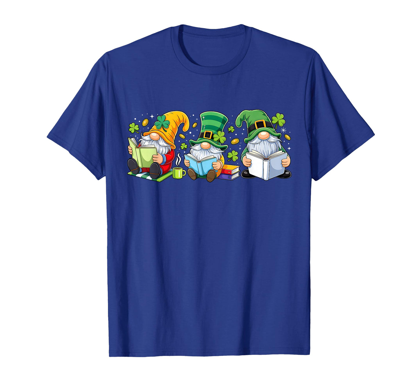 Gnomes Reading Books Teacher St Patricks Day Shamrock Irish T-Shirt