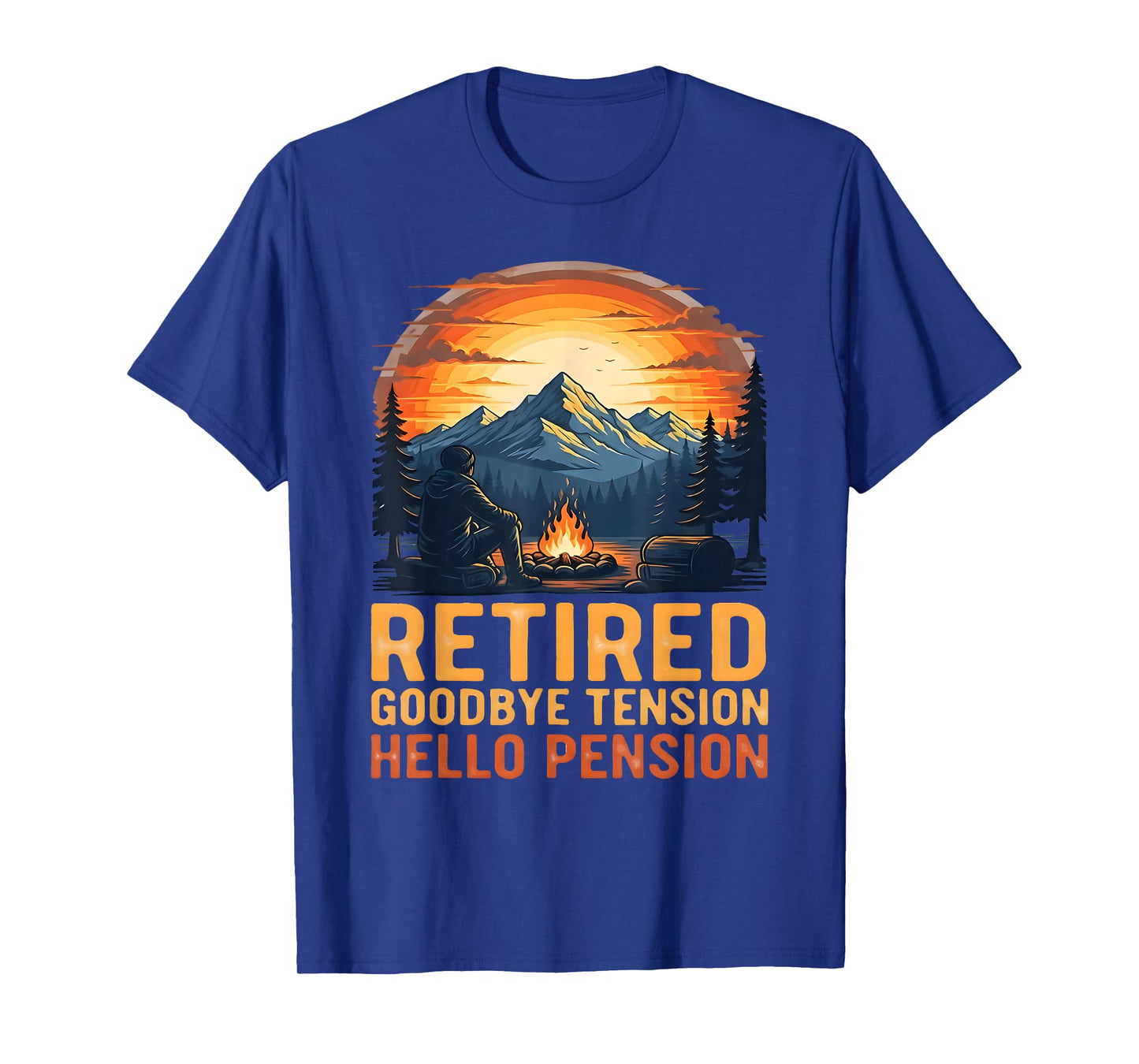 Retired Goodbye Tension Hello Pension Retro Camping Mountain T-Shirt
