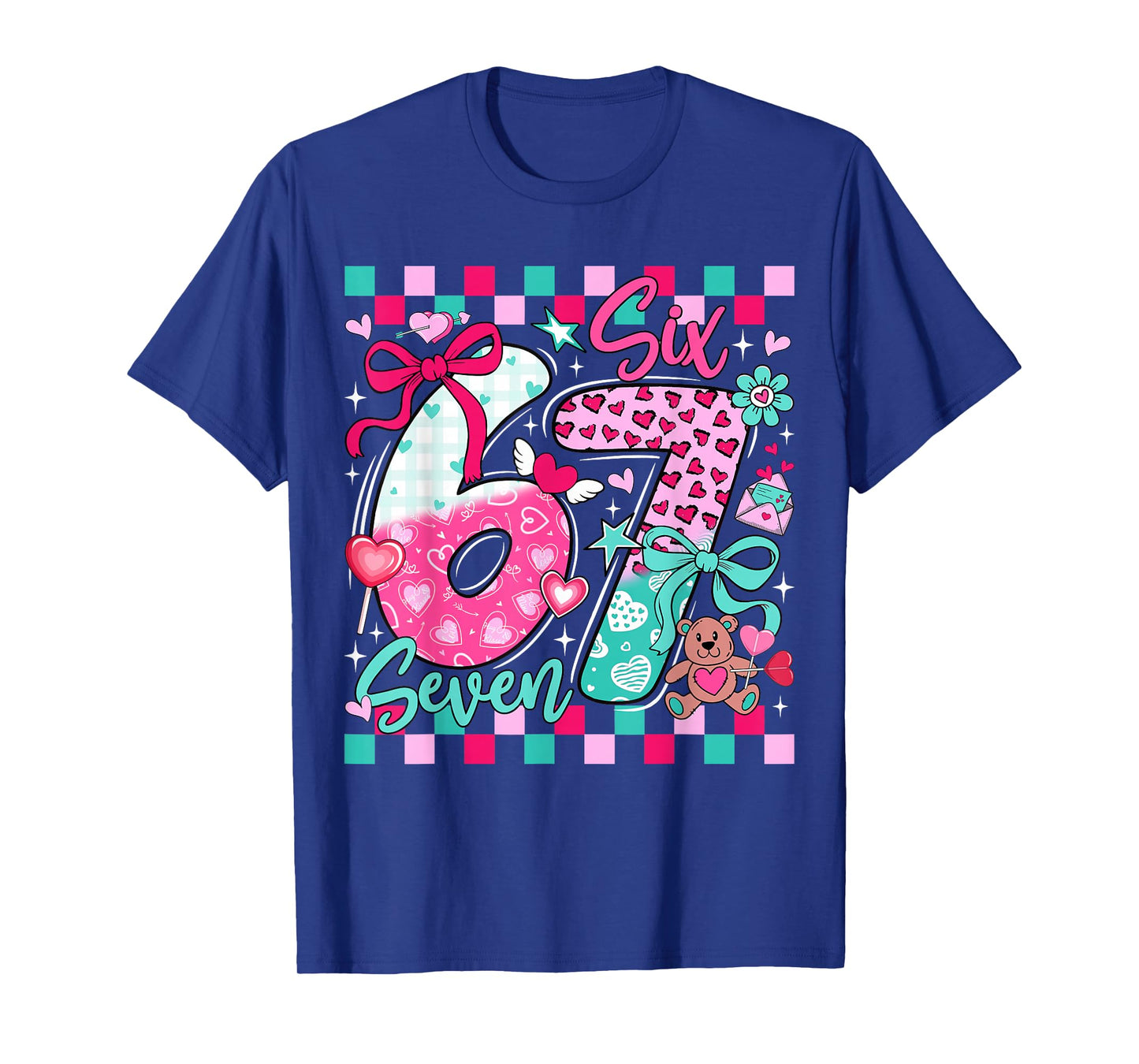 Six Seven Meme 67 Coquette Bow Valentines Day Women Girl Kid T-Shirt