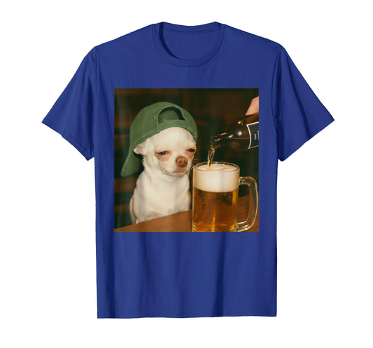 Chihuahua Beer Funny Meme Dog Reaction Humor Dog Meme T-Shirt