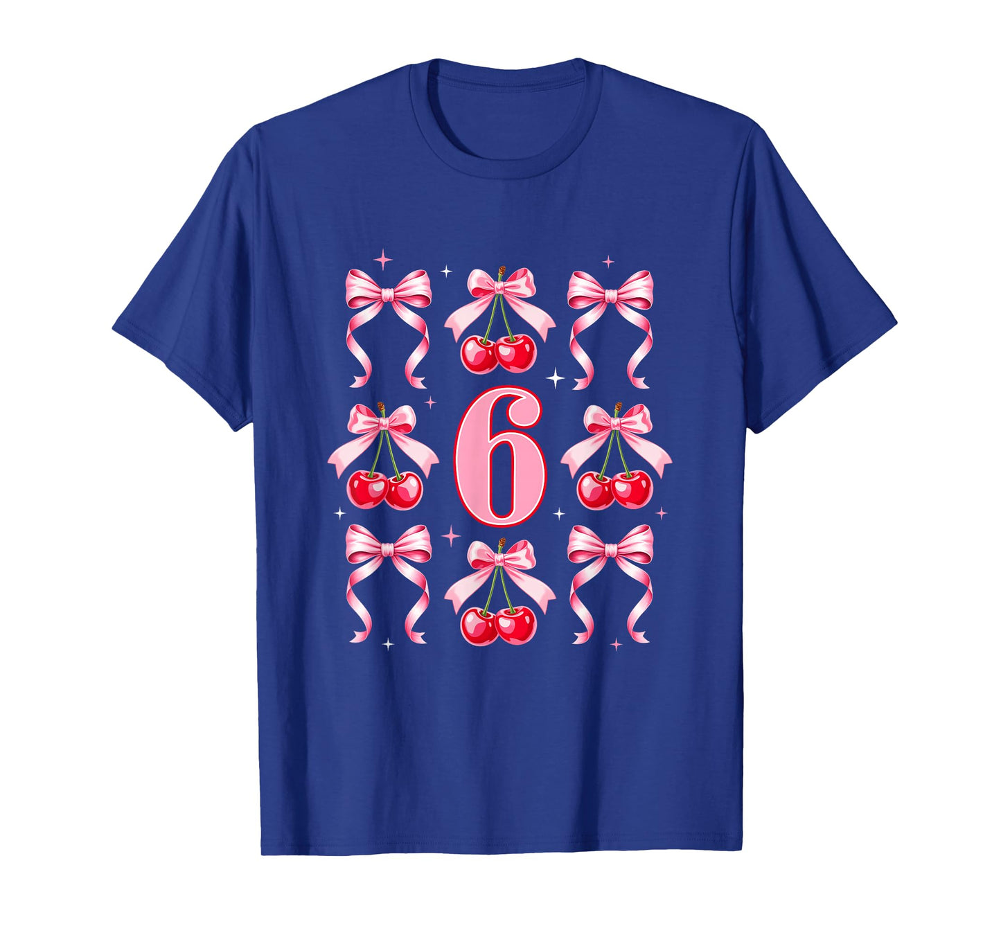 Birthday Girl 6Th Birthday Cherry Coquette Bow 6 Years Old T-Shirt