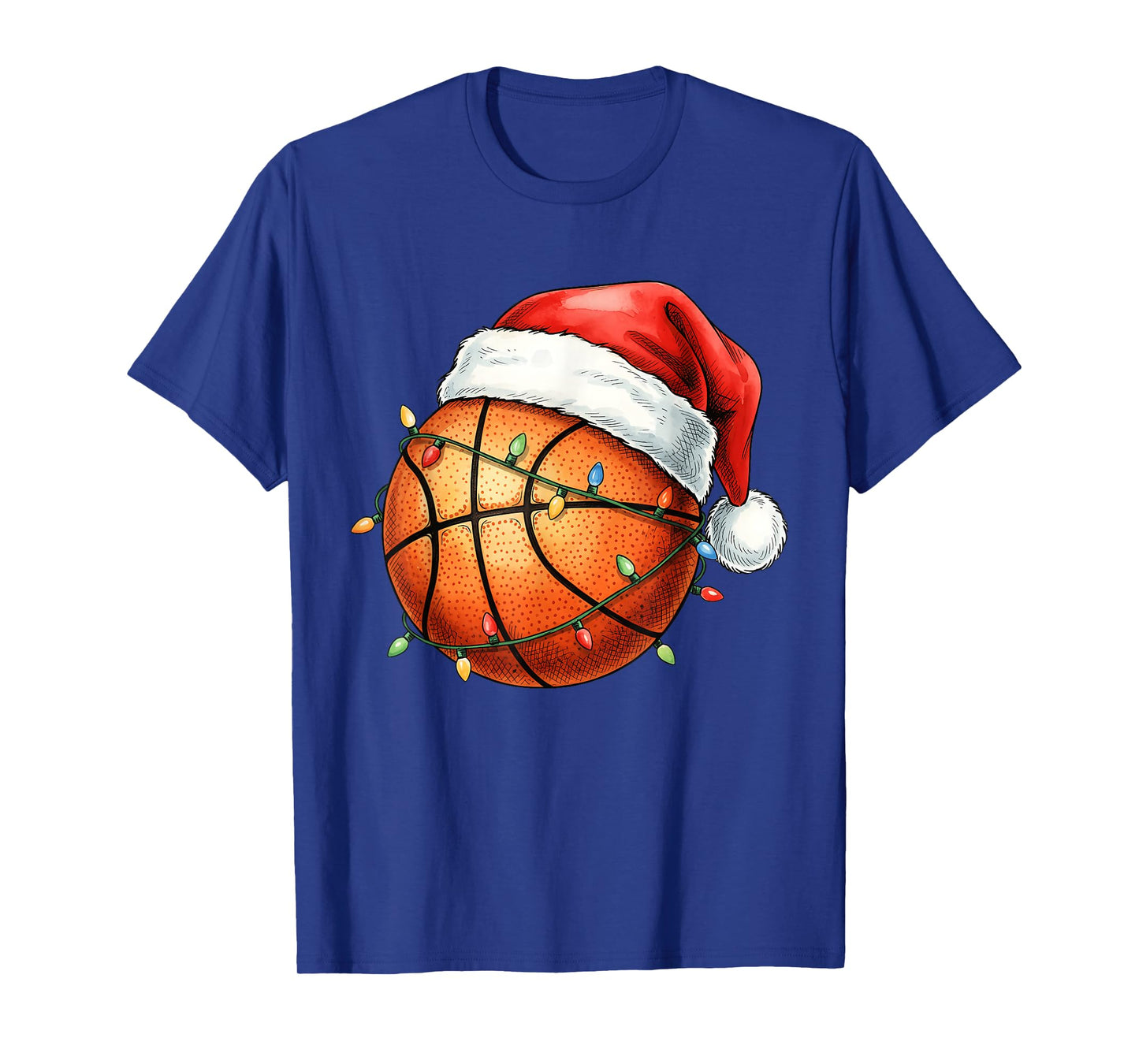 Basketball Christmas Shirt Funny Santa Hat Sport Men Kids T-Shirt