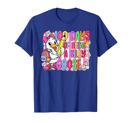 Preppy 100 Days of School Silly Goose 100th Day Teacher Girl T-Shirt