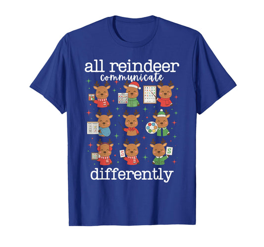 All Reindeer Communicate Differently Xmas Autism Awareness T-Shirt