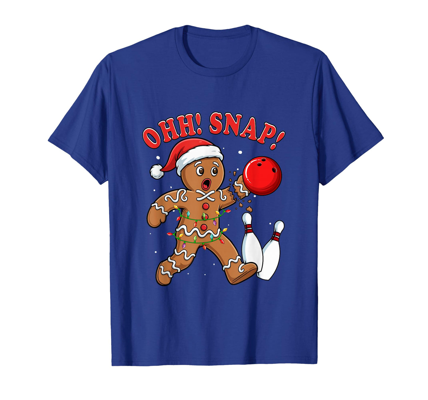 Snap Christmas Santa Gingerbread Playing Bowling Player T-Shirt