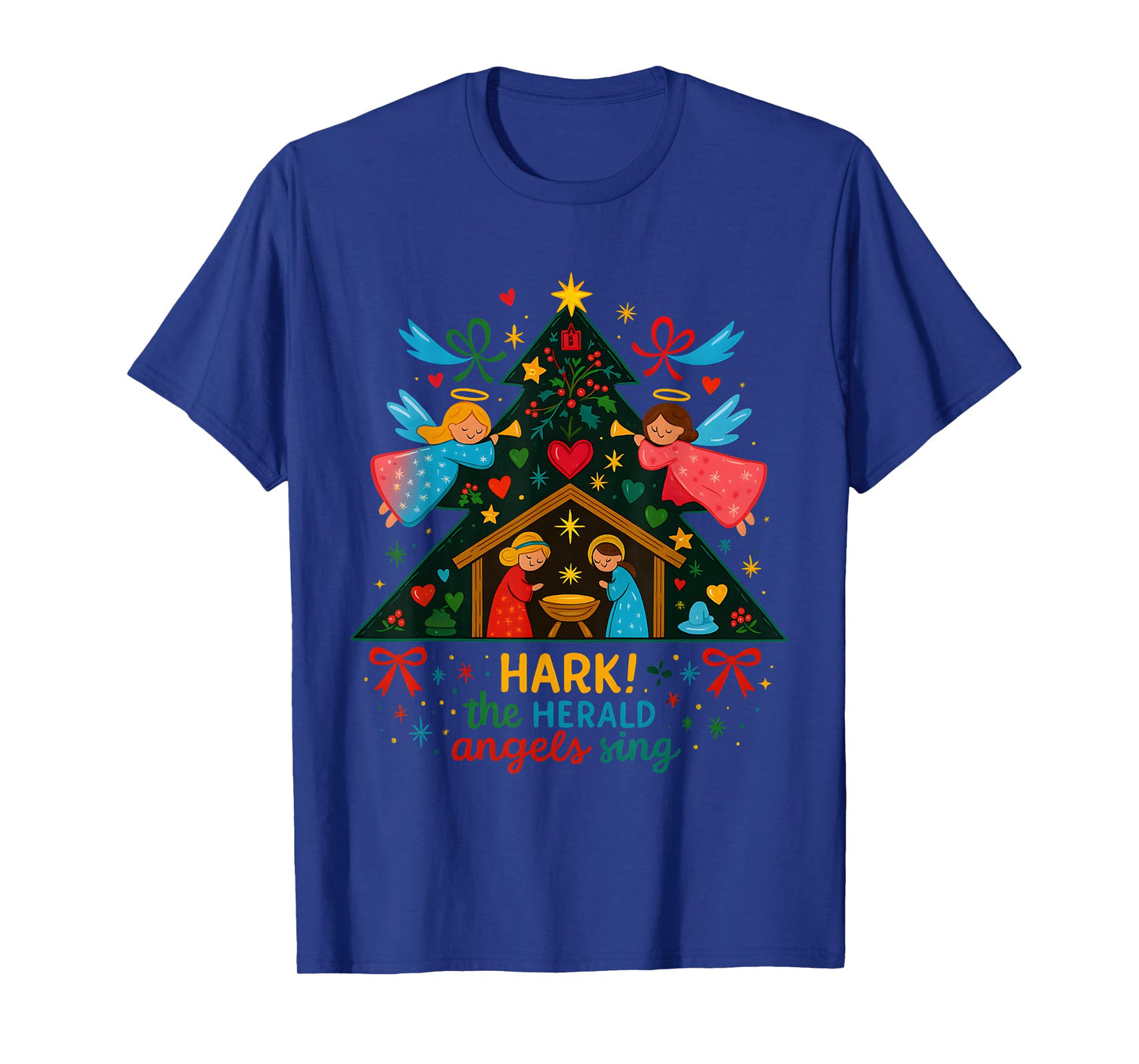 Nativity Hark The Herald Angels Sing Cute Christmas T-Shirt