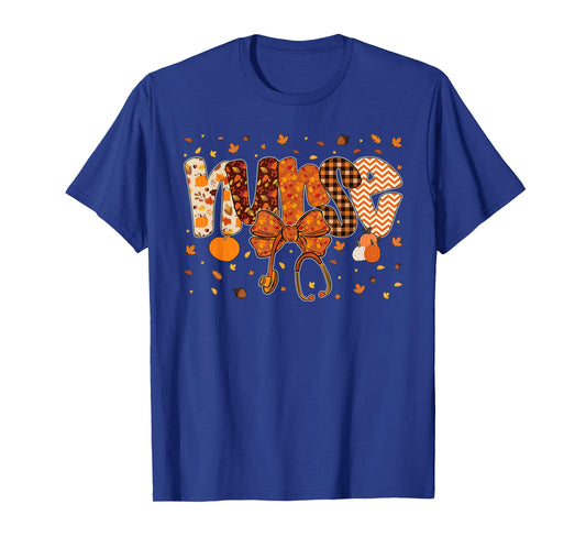 Thanksgiving Nurse Coquette Stethoscope Fall Autumn Nursing T-Shirt