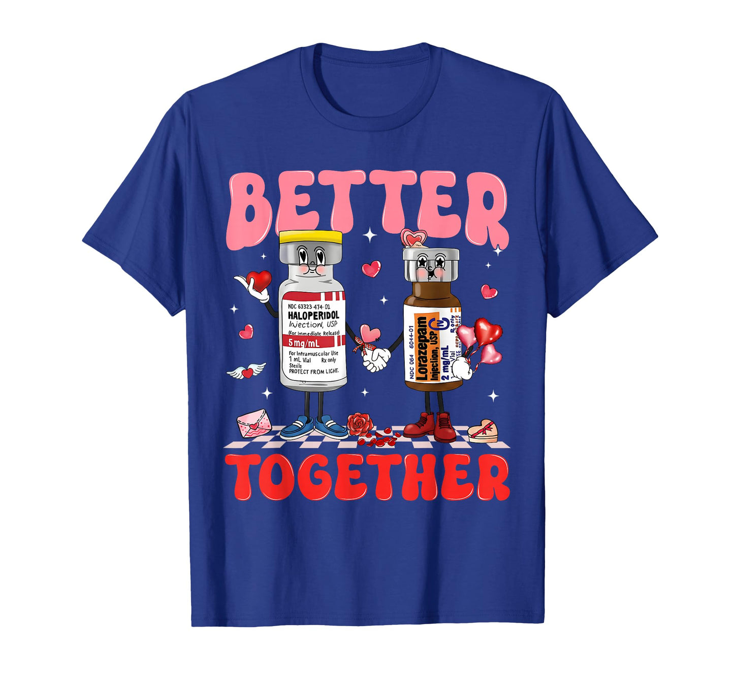 Valentine Better Together Nurse Pink Bow RN PCT CNA Nurse T-Shirt