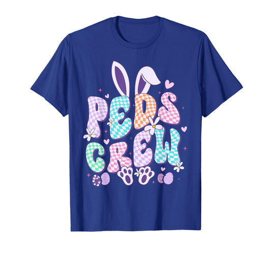 Retro PEDS Crew Bunny Easter Day Pediatric Nurse RN Crew T-Shirt