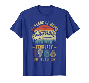 Vintage February 1986 Old 40Th Birthday Men Women T-Shirt
