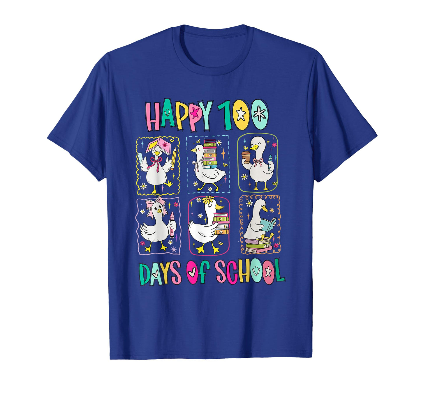 Funny Silly Goose Happy 100 Days of School Teacher Goose T-Shirt