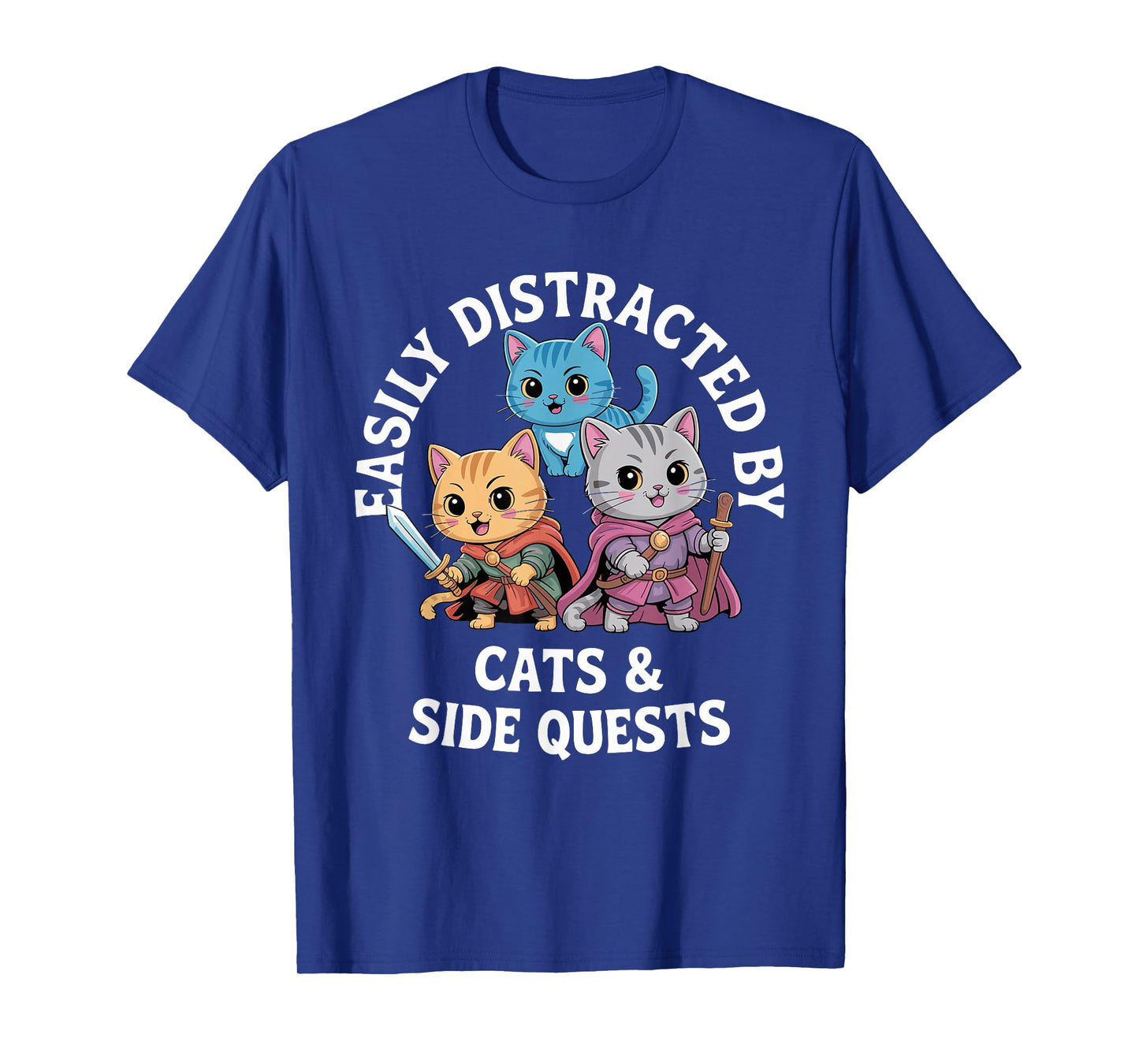 Easily Distracted by Cats and Sidequests RBG Roleplay Gamer T-Shirt