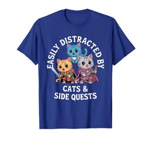 Easily Distracted by Cats and Sidequests RBG Roleplay Gamer T-Shirt