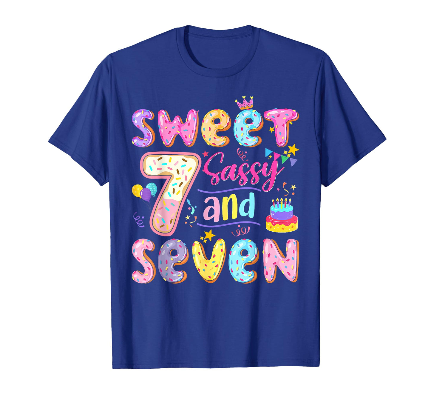 7Th Birthday Girl Donut Sweet Sassy and Seven Birthday T-Shirt