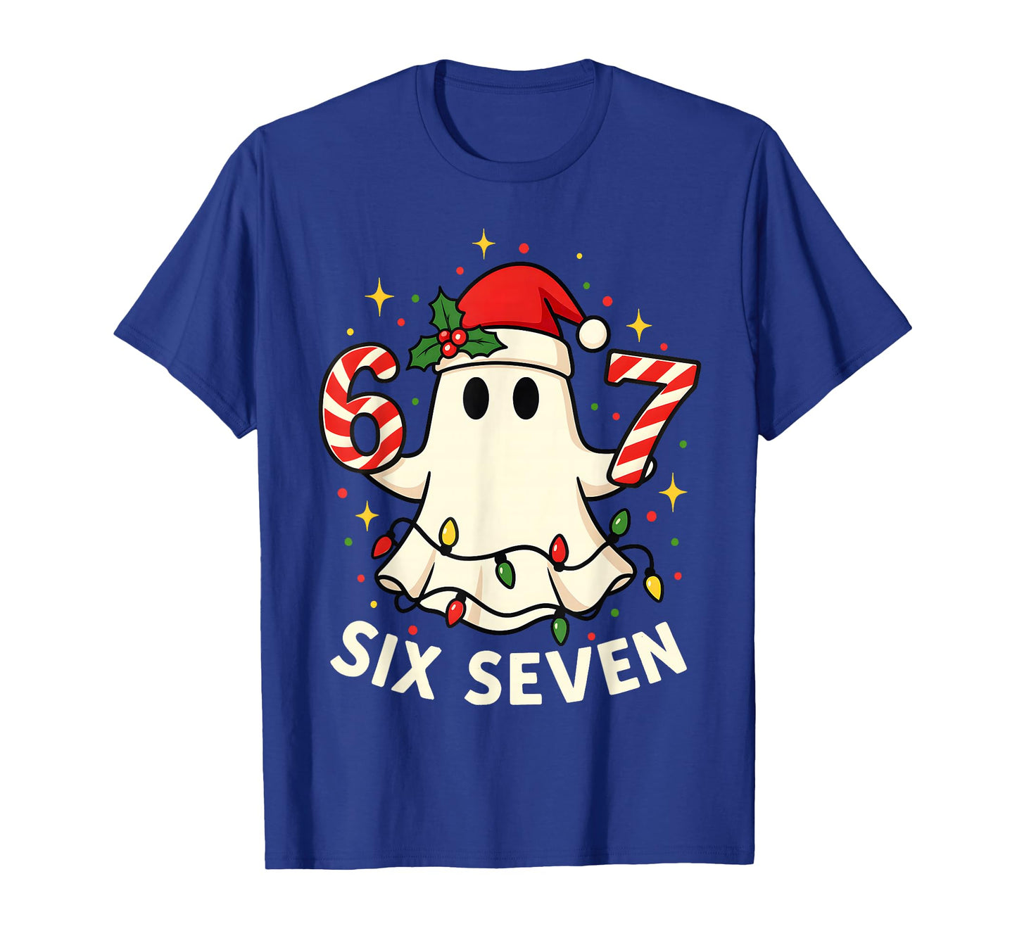Cute Boo Ghost Lights Candy Cane Christmas 67 Meme T-Shirt