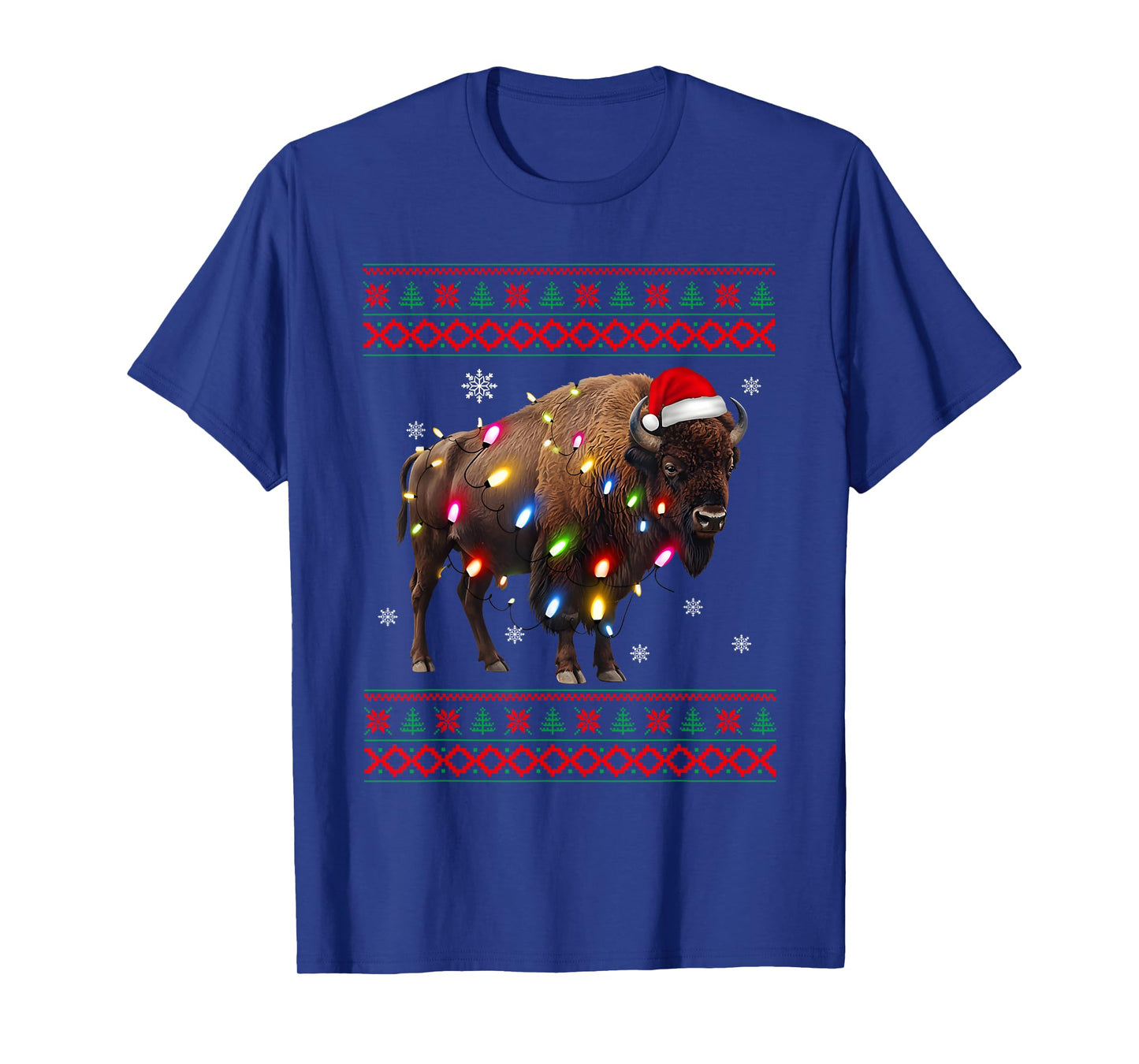 Bison Christmas Sweater Bison Christmas Tree Lights T-Shirt