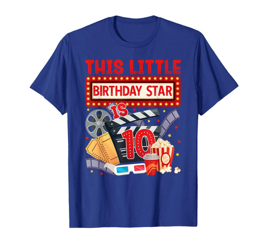10th Movie Night Themed Birthday Ten Year Old Movie Lover T-Shirt