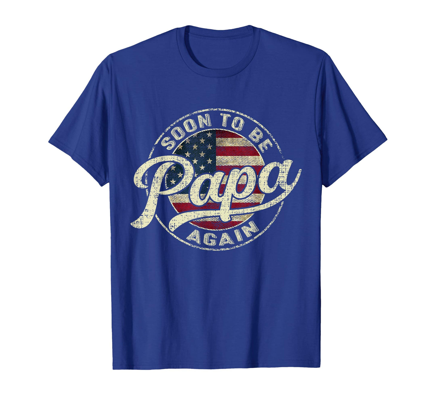 Mens Soon to Be Papa Again Pregnancy Expecting Baby USA Flag Papa T-Shirt