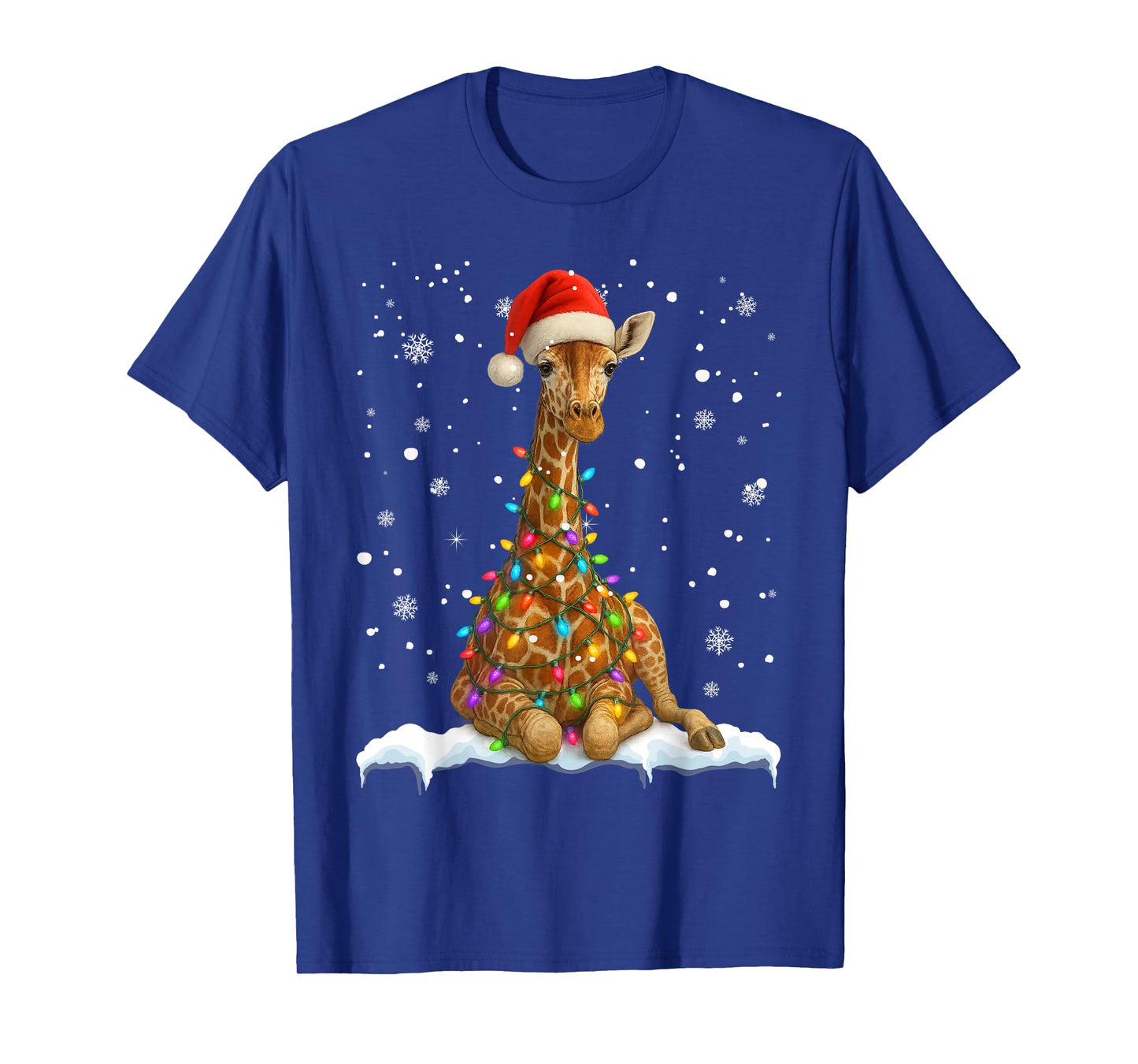 Cute Giraffe Christmas Light Funny Giraffe Lover Xmas T-Shirt