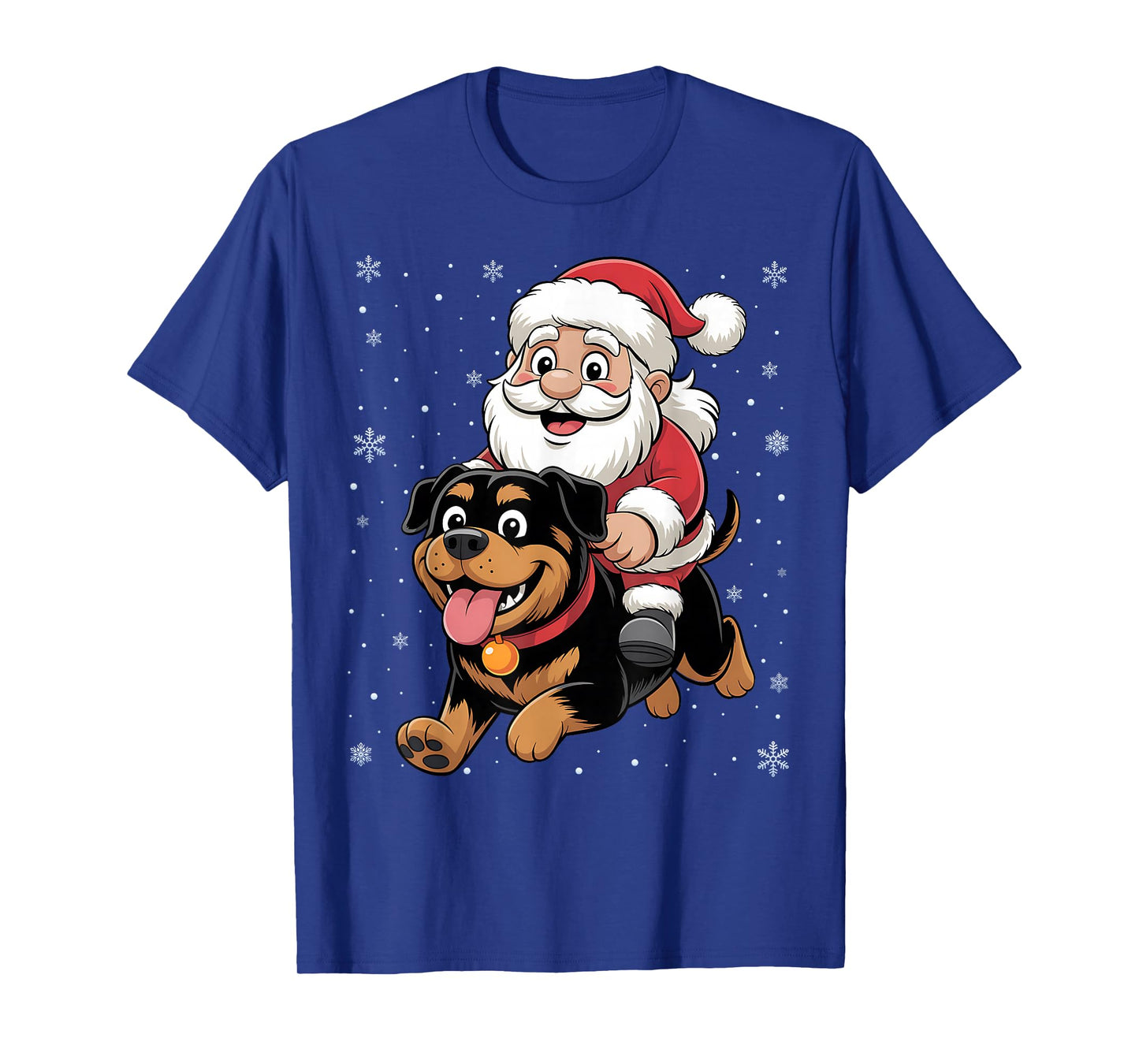 Santa Claus Riding Rottweiler Dog Christmas Matching PJs T-Shirt