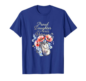 Proud Daughter of a WWII Veteran Floral Patriotic Family T-Shirt