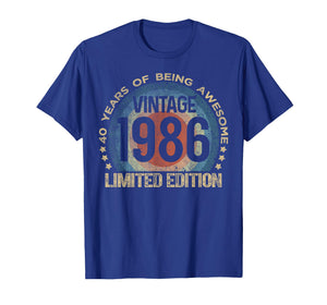 40 Year Old Gifts Vintage 1986 Limited Edition 40th Birthday T-Shirt