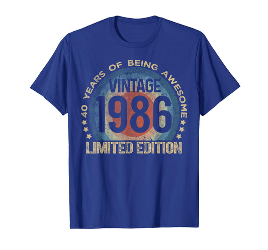 40 Year Old Gifts Vintage 1986 Limited Edition 40th Birthday T-Shirt