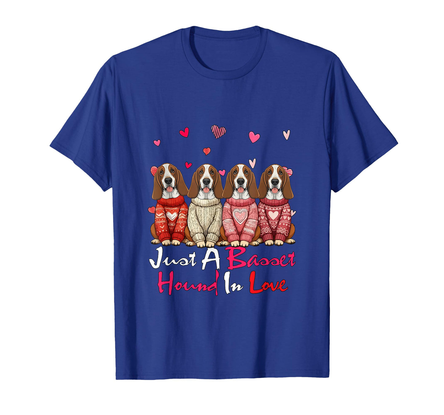 Just A Basset Hound in Love Valentine Group Dogs Owner Kids T-Shirt