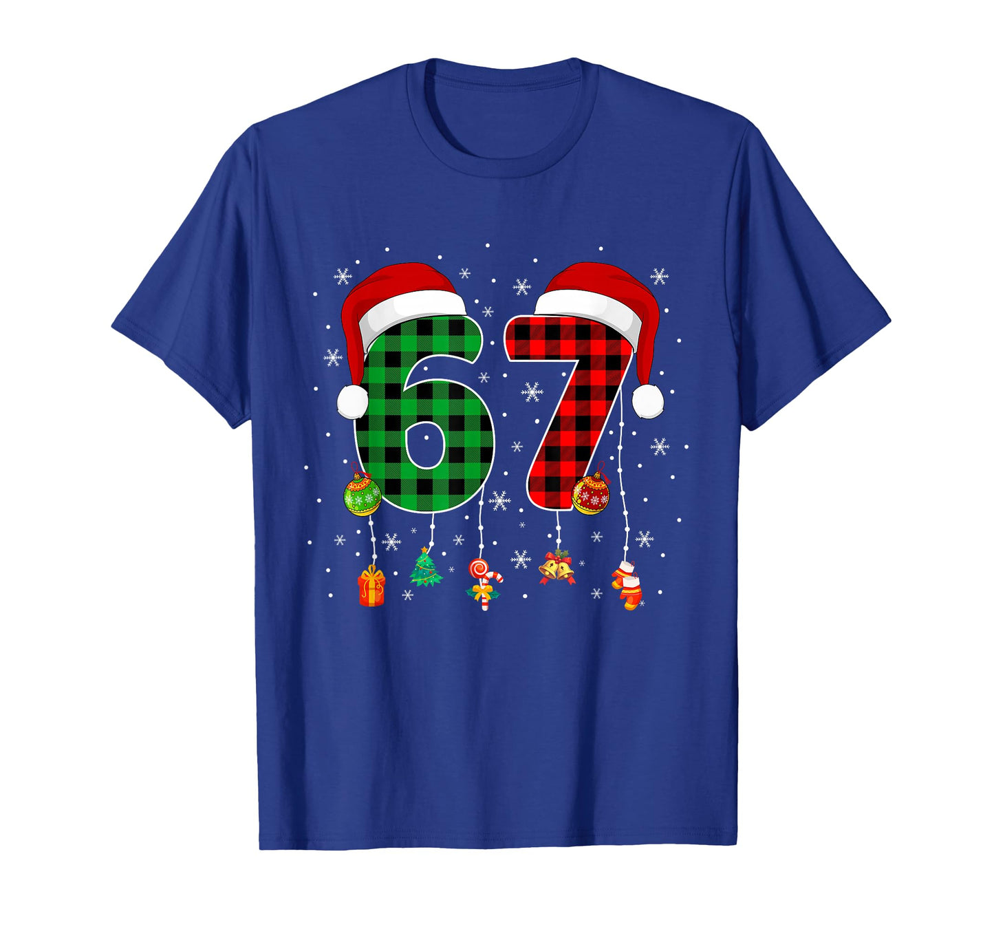 Funny Six Seven 6 7 Meme 67 Christmas Red Plaid Xmas Pajamas T-Shirt