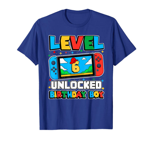 Level 6 Unlocked Birthday Boy Happy 6th Birthday Videos Game T-Shirt