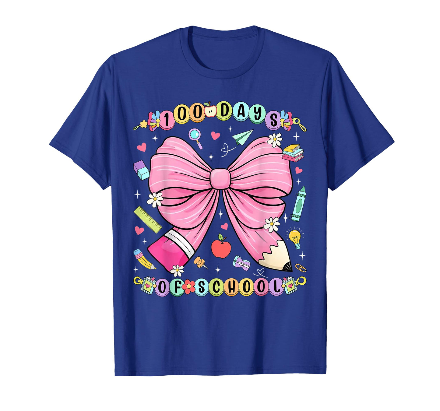 100 Days of School Pencil Coquette Bow 100th Day of School T-Shirt