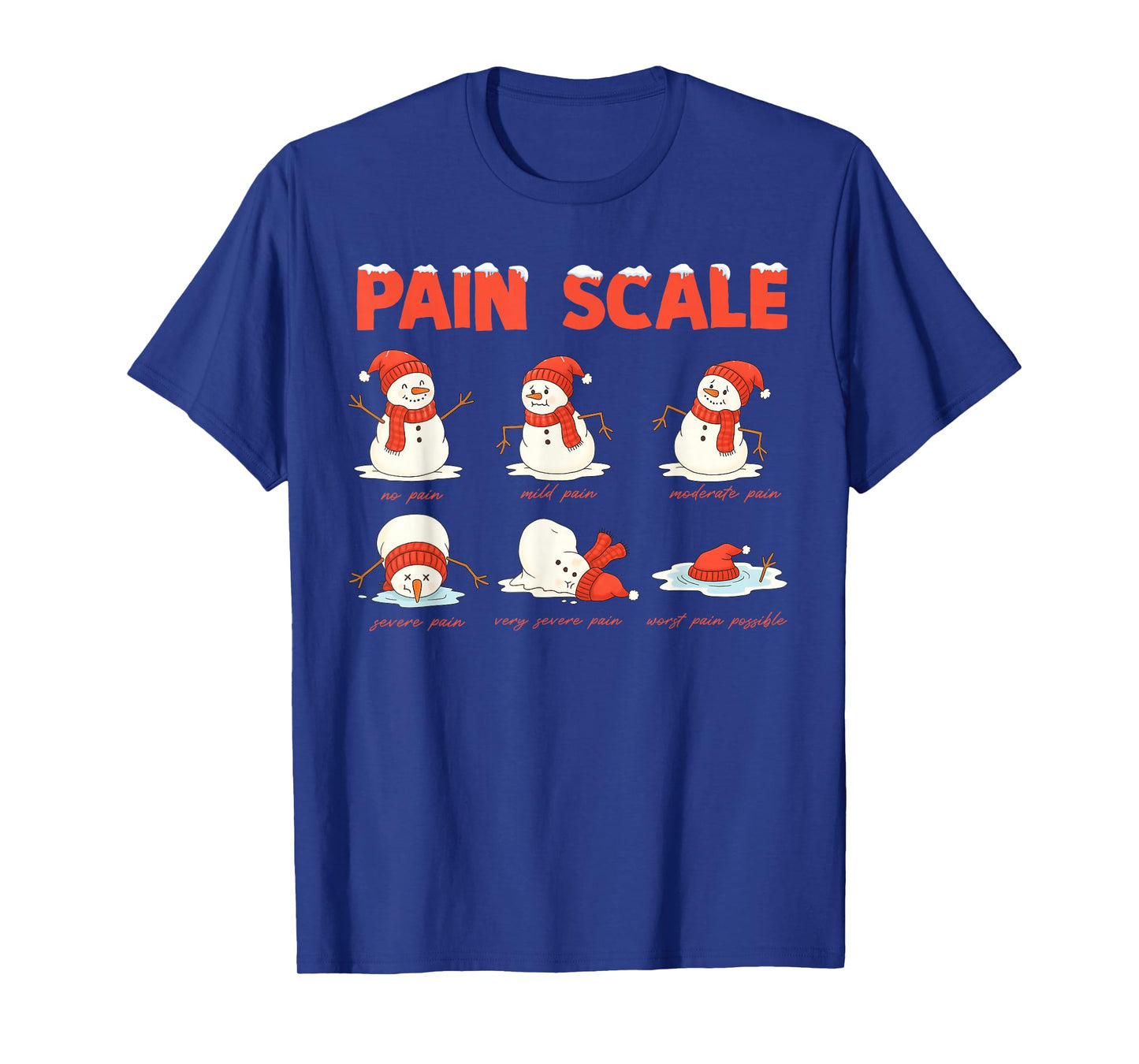 Pain Scale Snowman Funny Nurse Christmas ICU Nurse T-Shirt
