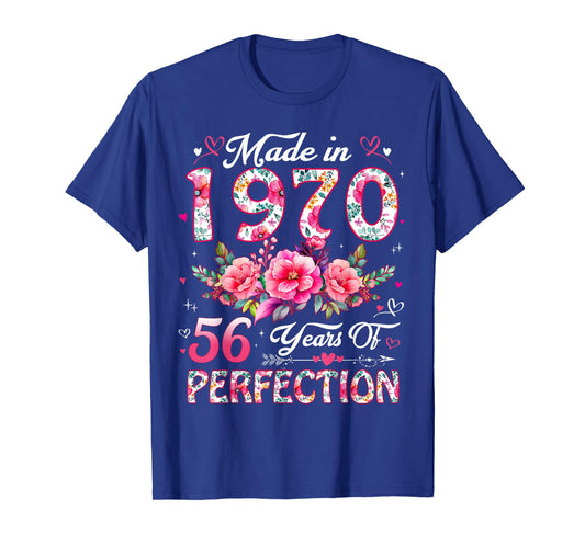 56 Year Old Made in 1970 Floral 56th Birthday Women T-Shirt