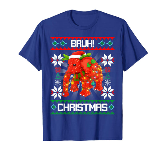 Bruh Strawberry Elephant Christmas Brainrot for Boys Kids T-Shirt