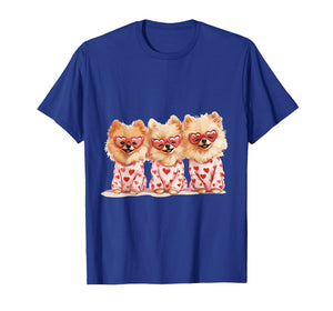 Cute Valentine Pomeranian Dogs Heart Sunglasses Love Pajamas T-Shirt