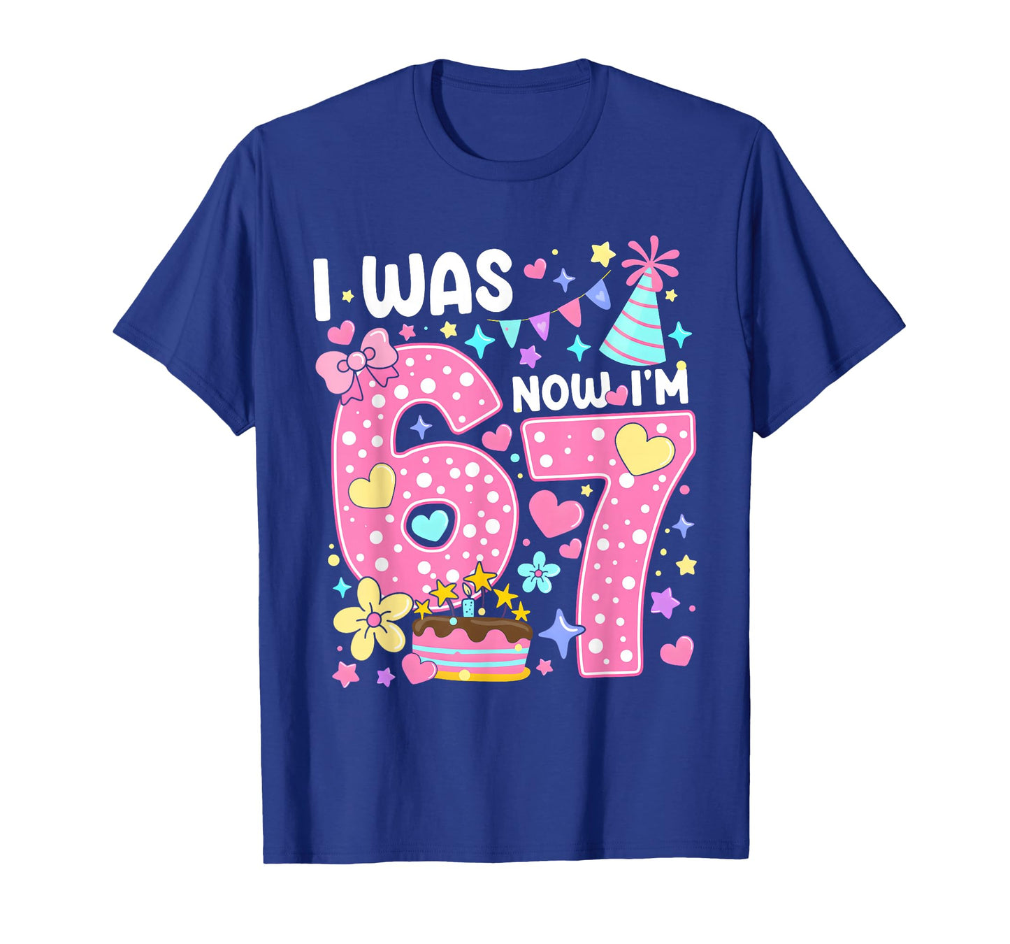 7 Year Old Birthday I was 6 Now I'm 7 67 Funny Kids Girls T-Shirt