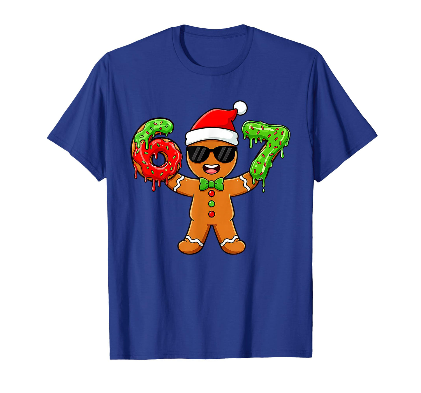 Gingerbread Six Seven 67 Meme 6 7 Funny Christmas Boys Kids T-Shirt