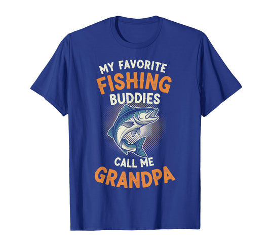 My Favorite Fishing Buddies Call Me Grandpa Vintage Saying T-Shirt