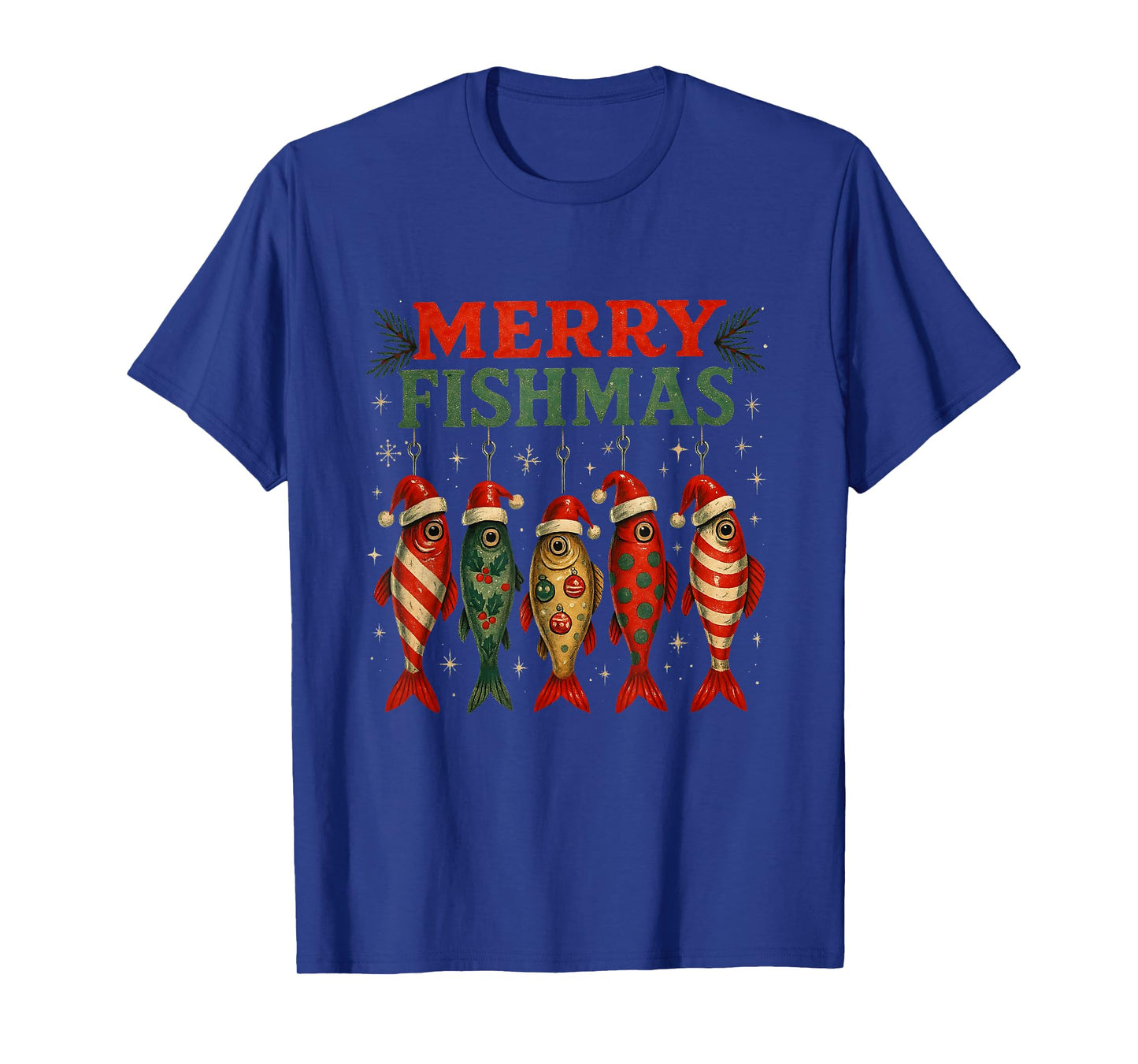 Merry Fishmas Funny Fishing Christmas Design T-Shirt