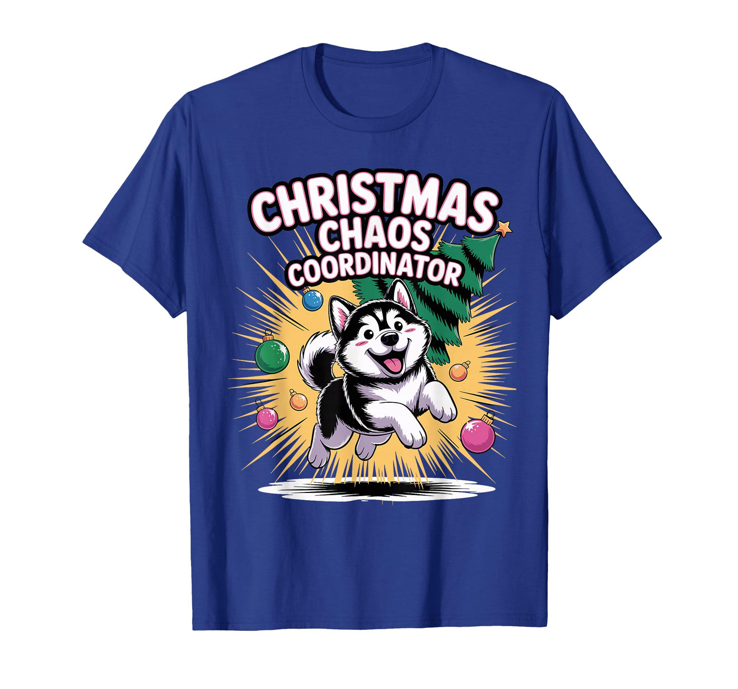 Christmas Chaos Coordinator Funny Christmas Alaskan Malamute T-Shirt