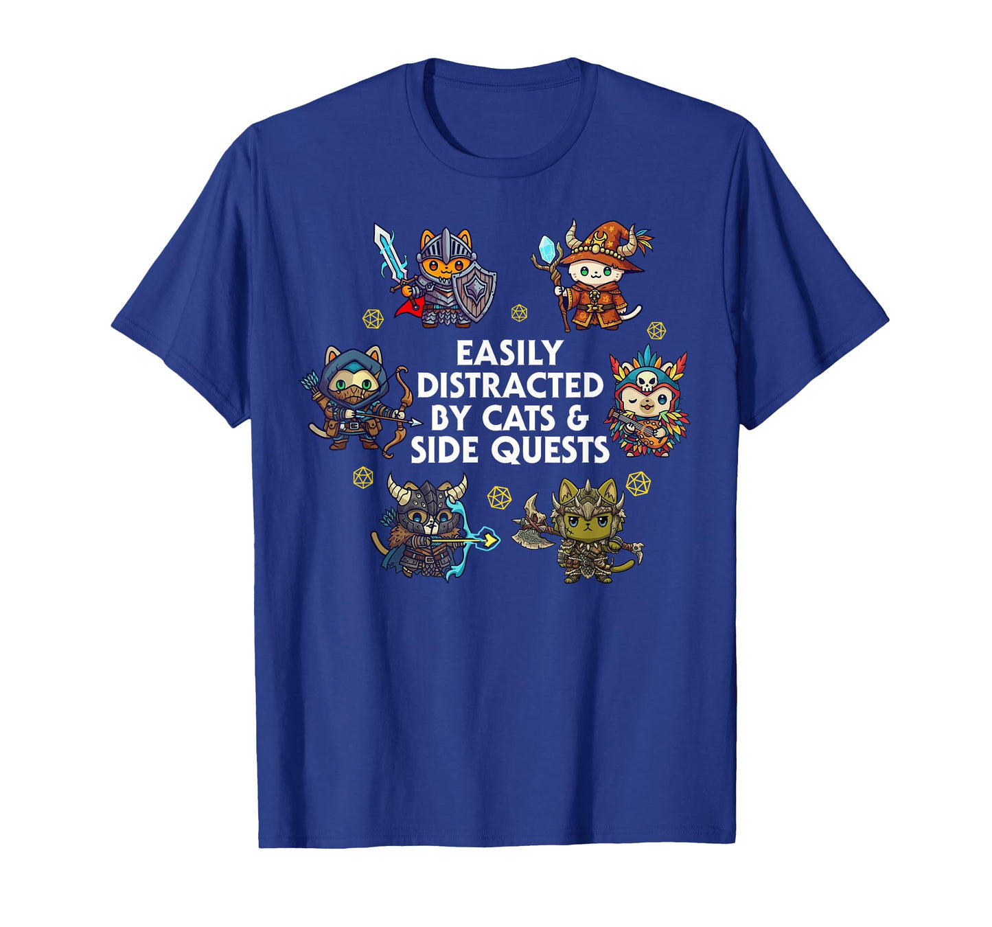 Nerd ADHD Cat Funny RPG Gamer Cats Side Quest Men Women Kids T-Shirt